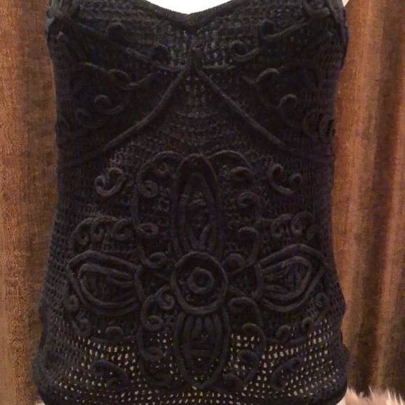 CYNTHIA STEFFE navy textural knit tank top - Picture 2 of 9